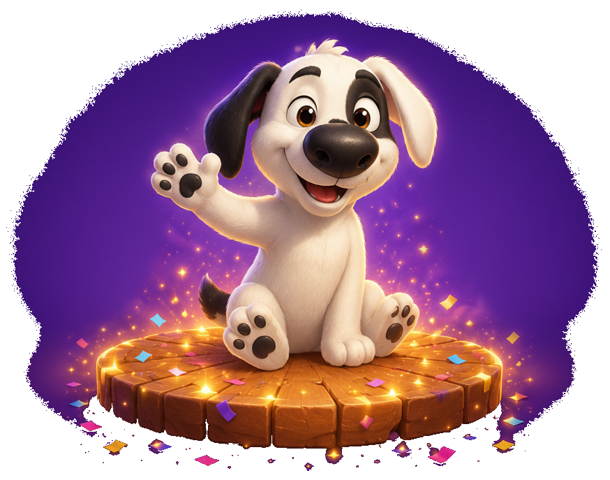 Bobo the dog waving hello
